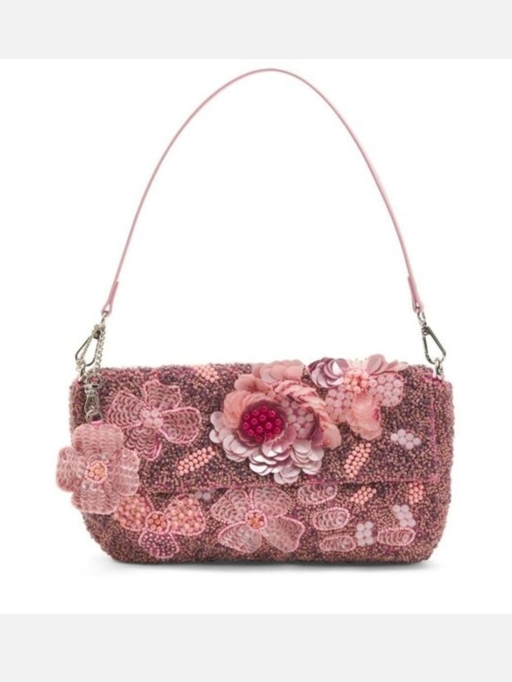💕▪️Made In India▪️ Pink Multi Embellished Pink Floral Shoulder Bag